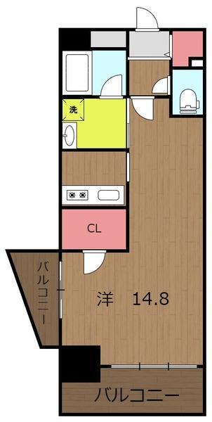 アルテノースタワー(1K/9階)の間取り写真
