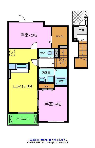 ソレイユ・イーストC棟(2LDK/2階)の間取り写真
