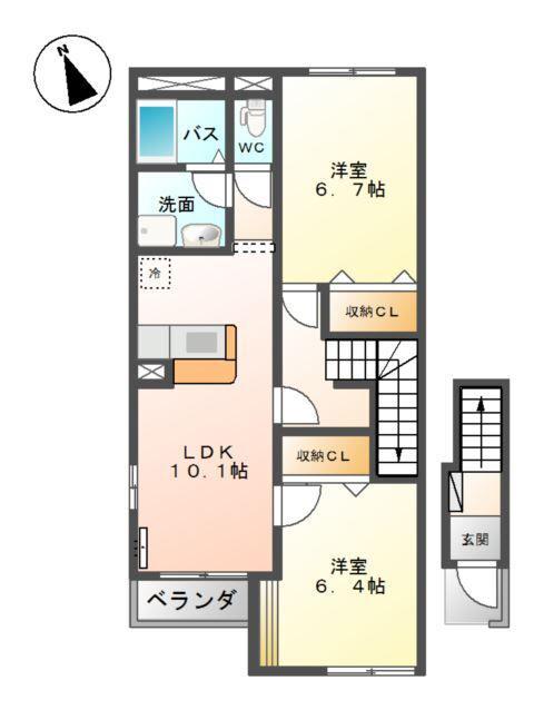 ソレイユアイ(2LDK/2階)の間取り写真
