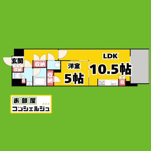 レーベン千種吹上AVANCA(1LDK/2階)の間取り写真