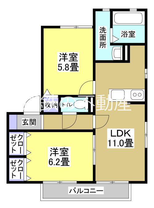 コート/リヴェールB(2LDK/2階)の間取り写真