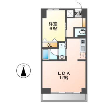 ブルームライフ今池(1LDK/9階)の間取り写真