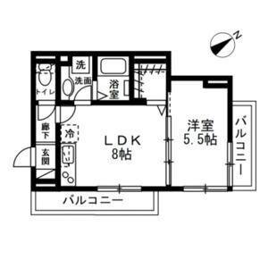 IRIS(1LDK/2階)の間取り写真