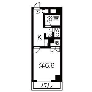 メゾンヤスフク(1K/1階)の間取り写真