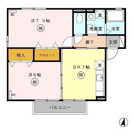 クレール海原II(2DK/2階)の間取り写真