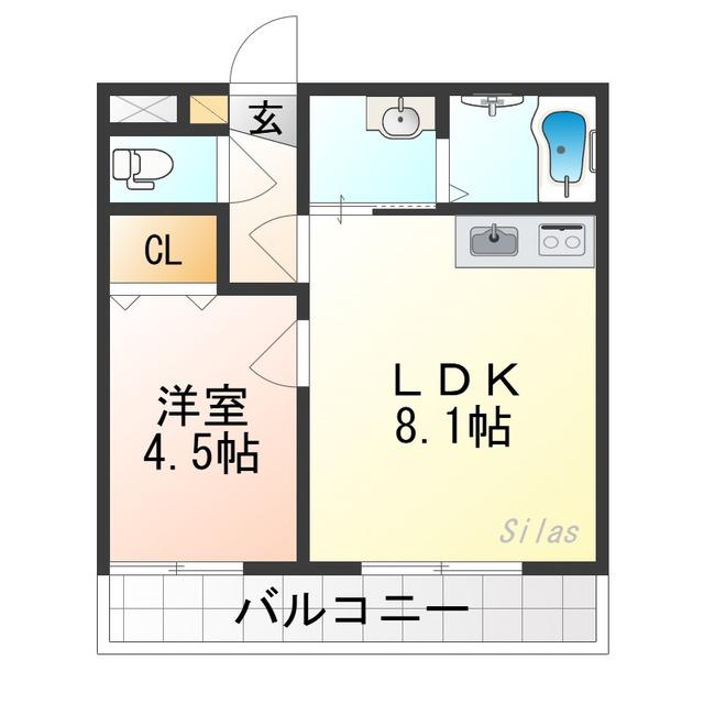 桃山HATCH(1LDK/1階)の間取り写真