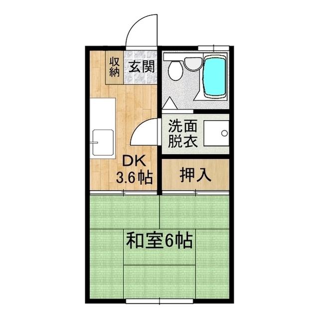 ヴィラ1番館(1K/2階)の間取り写真