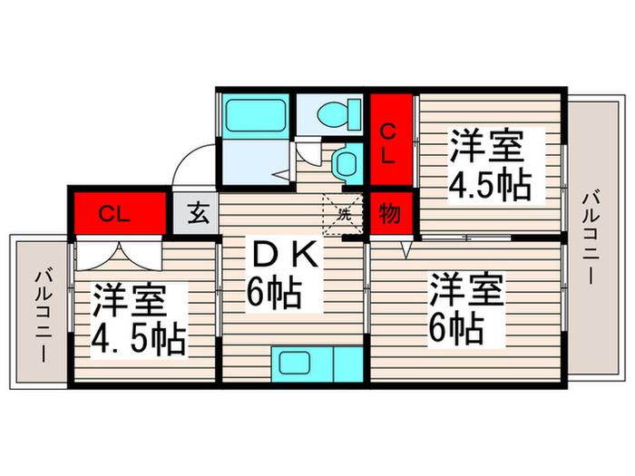 サンハイム西新井(3DK/2階)の間取り写真