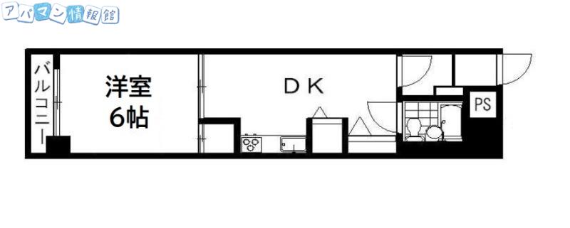 グリーンミナミ古町(1DK/4階)の間取り写真