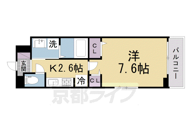カーサ・ミニヨン(1K/3階)の間取り写真