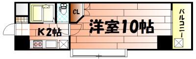 ウインズ三萩野(1K/13階)の間取り写真