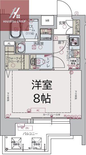 リンクス大阪城イーストレジデンス(1K/7階)の間取り写真