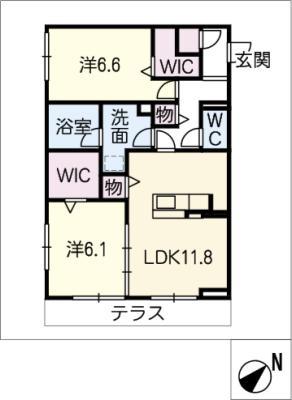 ラ コート(2LDK/1階)の間取り写真