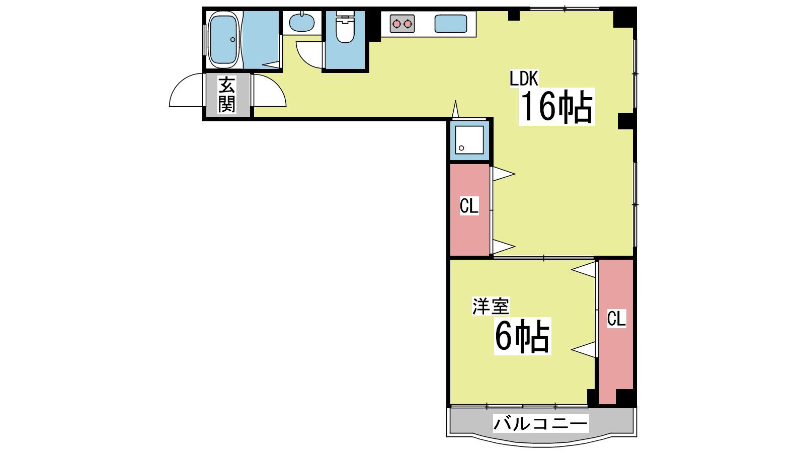 六甲グロリアハイツ(1LDK/4階)の間取り写真