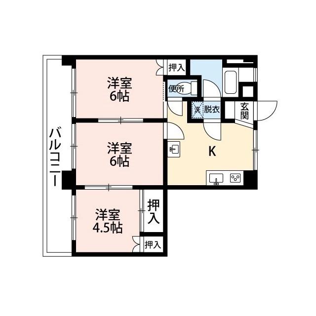 サンハイツ緑ヶ丘(3DK/1階)の間取り写真