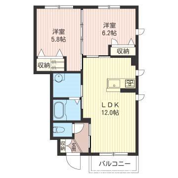 フェスタメゾンA(2LDK/1階)の間取り写真