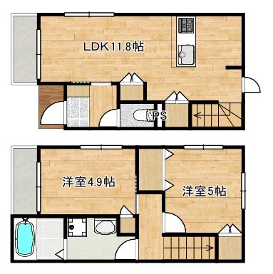 ハイプレイス小池(2LDK/1階)の間取り写真