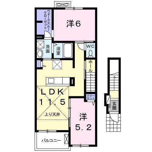 シャルマンカーサ(2LDK/2階)の間取り写真