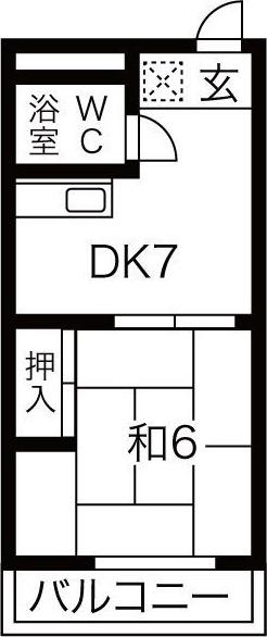 不二ガ丘ハイツ(1DK/2階)の間取り写真