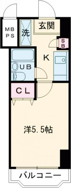 コンフォルト日立(1K/4階)の間取り写真