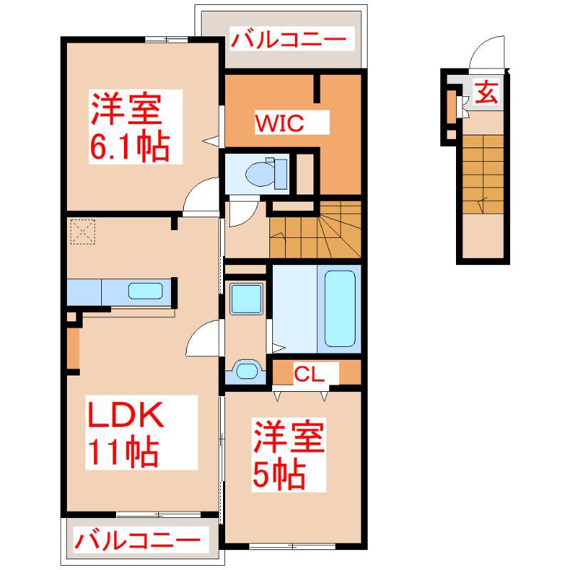 ファミーユIV(2LDK/2階)の間取り写真