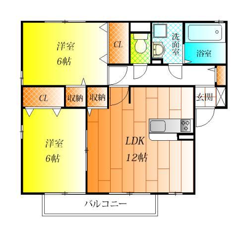 フローレスサクラ(2LDK/2階)の間取り写真