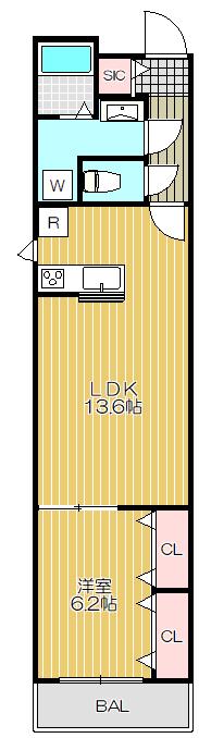 カステロ ピノ(1LDK/2階)の間取り写真