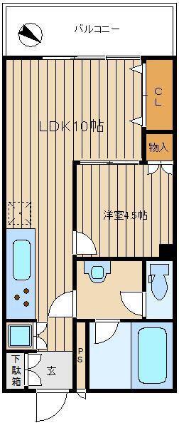 メゾン鳳月(1LDK/6階)の間取り写真