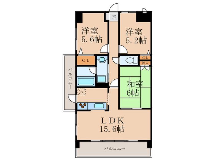 ルネックスII(3LDK/3階)の間取り写真