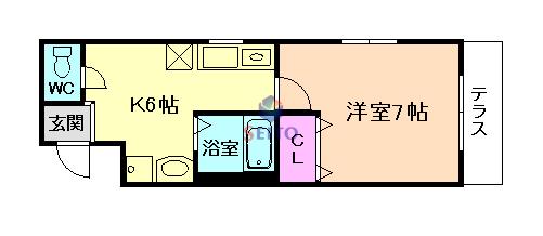ヴィラナリー西九条(1K/1階)の間取り写真