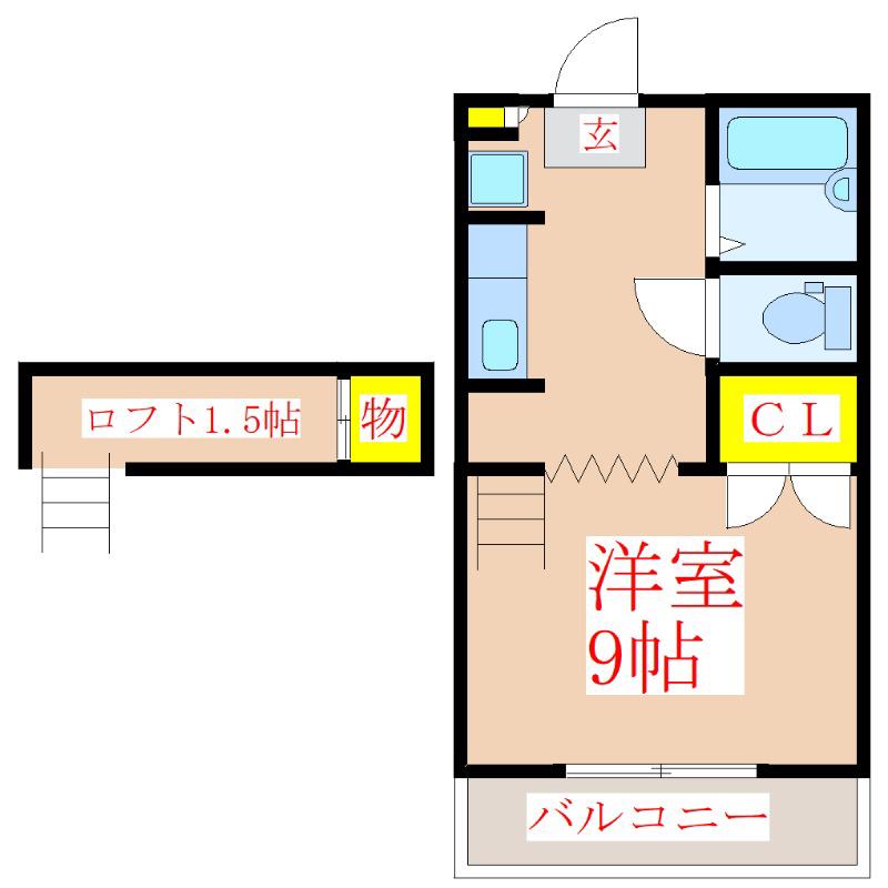 サンライフ国分II(ワンルーム/2階)の間取り写真