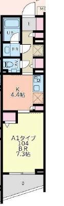 CASA BIANCA高輪(1K/1階)の間取り写真