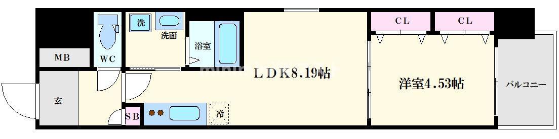 レオングラン本町橋(1LDK/10階)の間取り写真