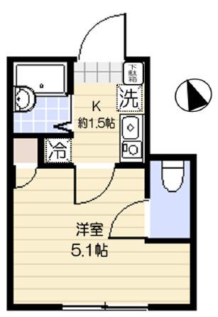 スーペリアージュ東大井(1K/1階)の間取り写真