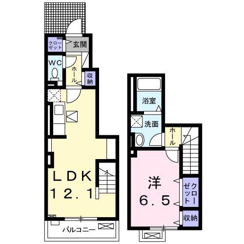 プリムローズT(1LDK/1階)の間取り写真
