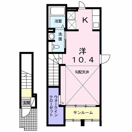 カーサ グロリアII(ワンルーム/2階)の間取り写真