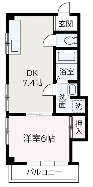 ビッグワンハイツ(1DK/2階)の間取り写真