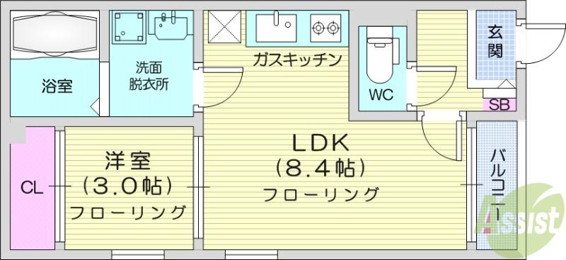 REGALEST SAKURA 1(1LDK/3階)の間取り写真