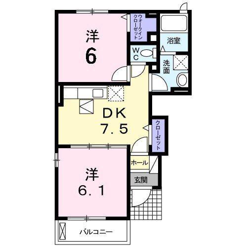 アーバンコートB(2DK/1階)の間取り写真