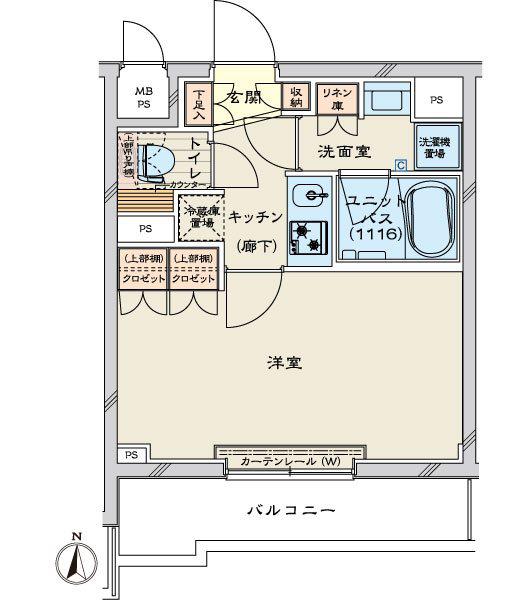 ルーブル川崎鷺沼(1K/3階)の間取り写真