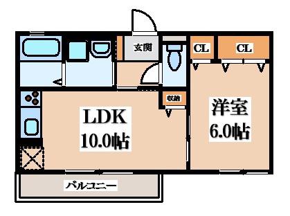 サンメゾンひの(1LDK/2階)の間取り写真