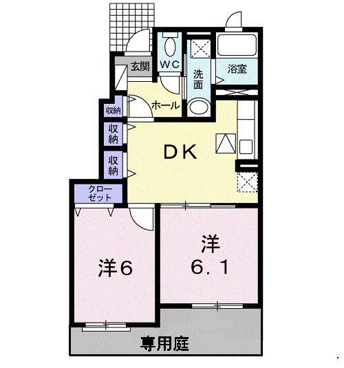 ハッピーステージII番館(2DK/1階)の間取り写真