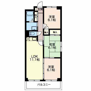 クレアージュ小杉(3LDK/1階)の間取り写真