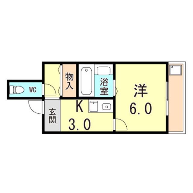 湊川サンシャイン(1K/2階)の間取り写真