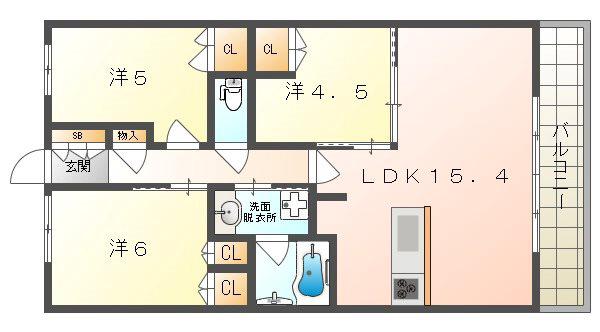 パークホームズLALA門真(3LDK/10階)の間取り写真