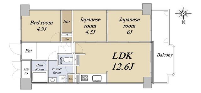ラポルテ西館(3LDK/11階)の間取り写真