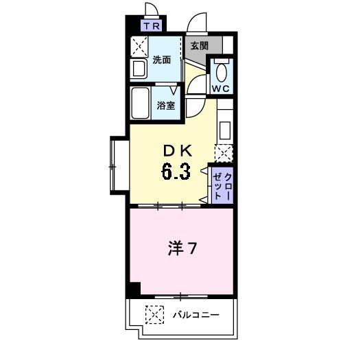ラピスアイランド(1DK/2階)の間取り写真