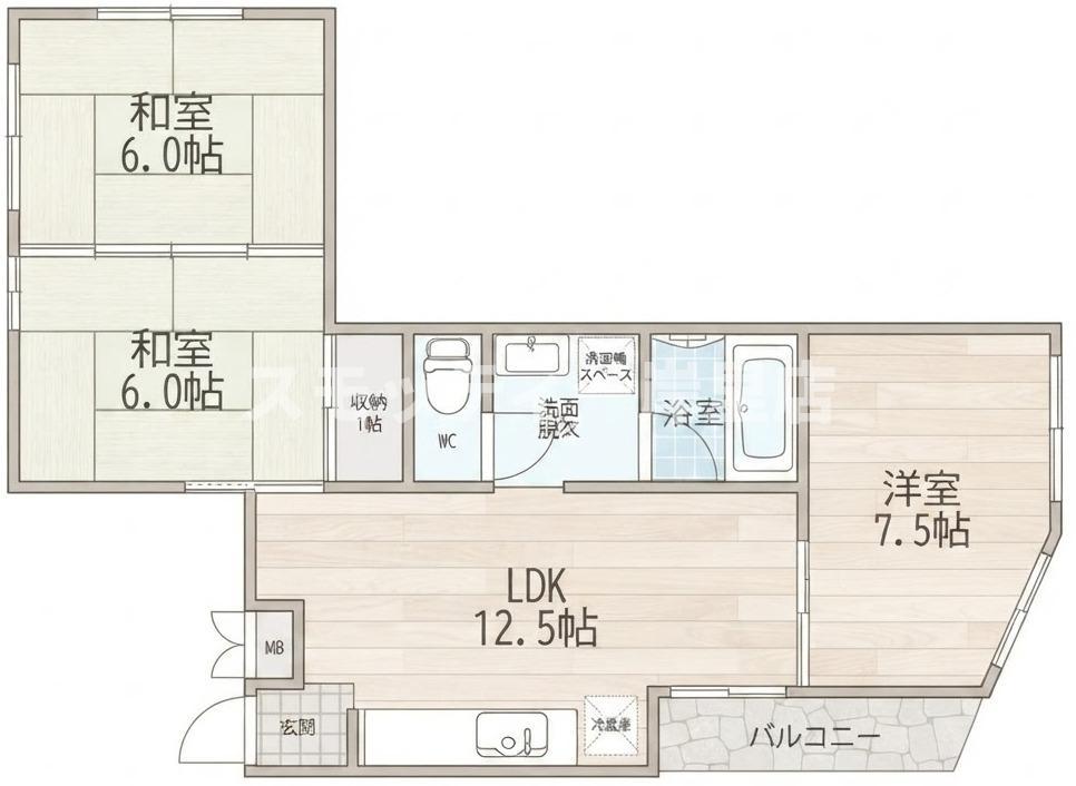 レジェル住之江(3LDK/3階)の間取り写真