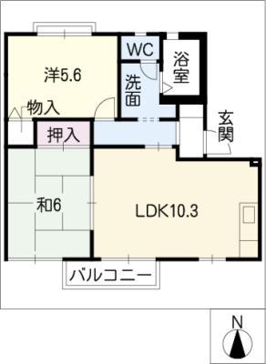 MAISON DE MOERB(2LDK/1階)の間取り写真
