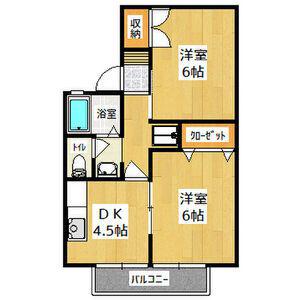コートビレッジ御幸ヶ原D(2K/2階)の間取り写真